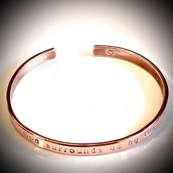 NWT ALEXANDRA'S ACCENTS Copper Bracelet Engraved "God Surrounds Us By His Grace" - Picture 2 of 6
